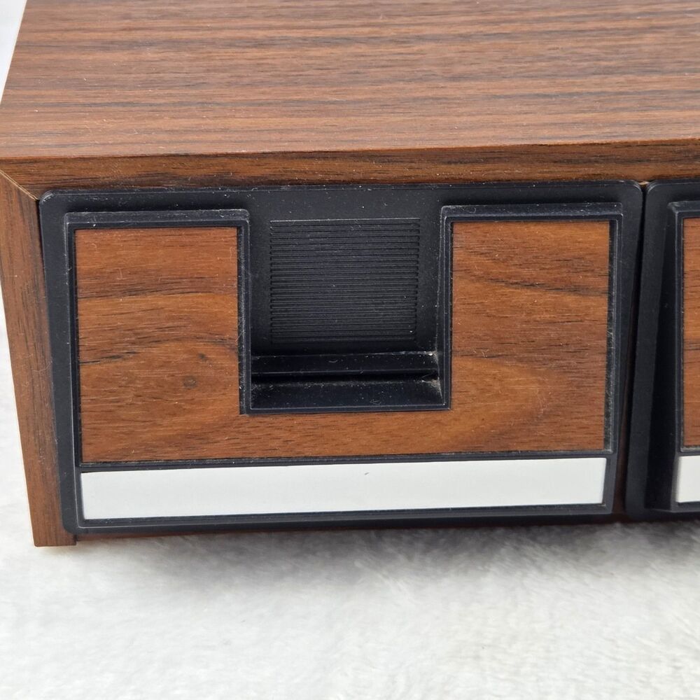 Vintage Add’n Stac Cassette Tape Storage Case 42 Capacity Faux Wood - Picture 3 of 15